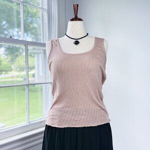 American Apparel Nude Beige Pale Pink Pointelle Knit Tank Top Size Large